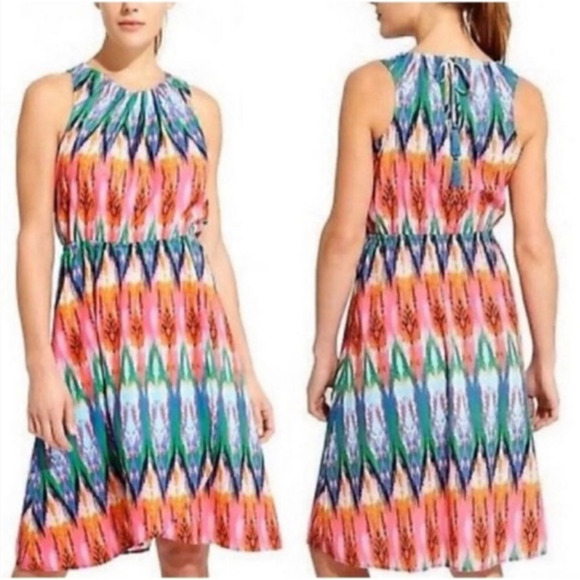 ATHLETA Martinique Dress Colorful Ikat Sleeveless Tasseled Hippie Summer - Picture 3 of 12